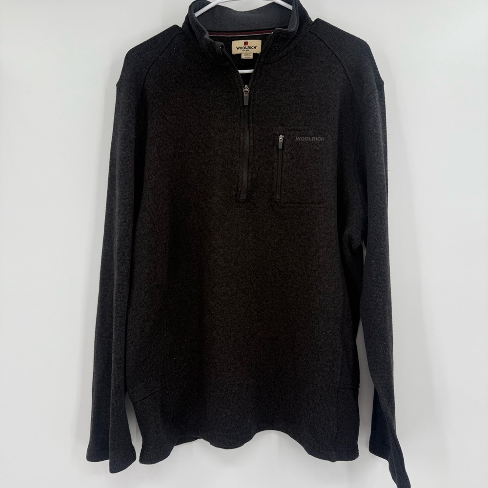 Woolrich Black Quarter Zip Knit Sweater Size XL